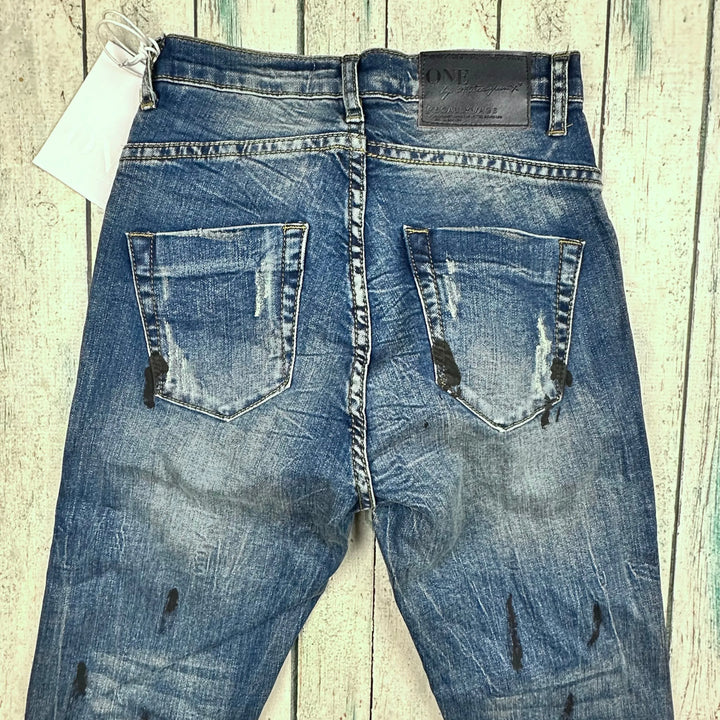 NWT- One Teaspoon "Scallywags" High Waist Blue Marine Wash - Size 24" - Jean Pool