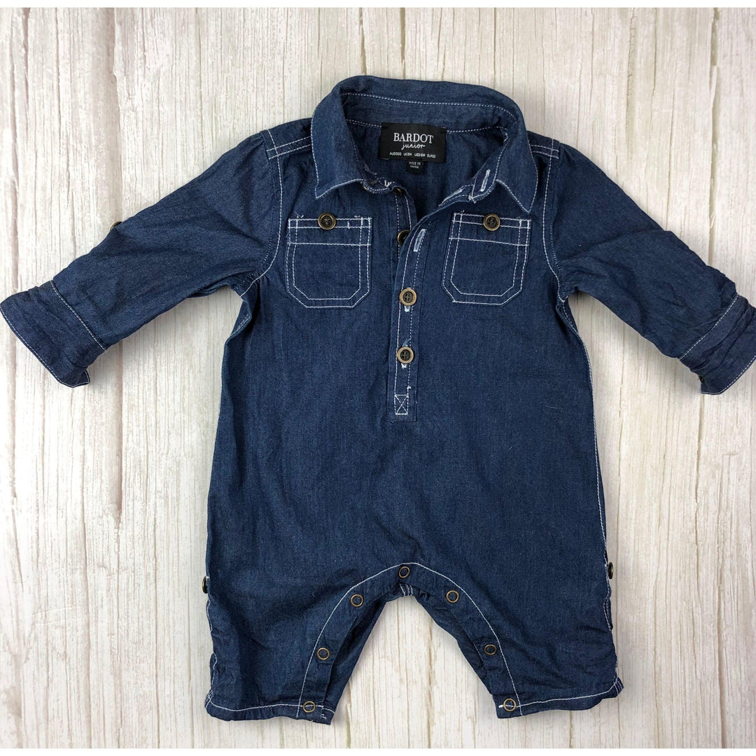 Bardot Junior Denim Boilersuit Jumpsuit- Size 3M - Jean Pool