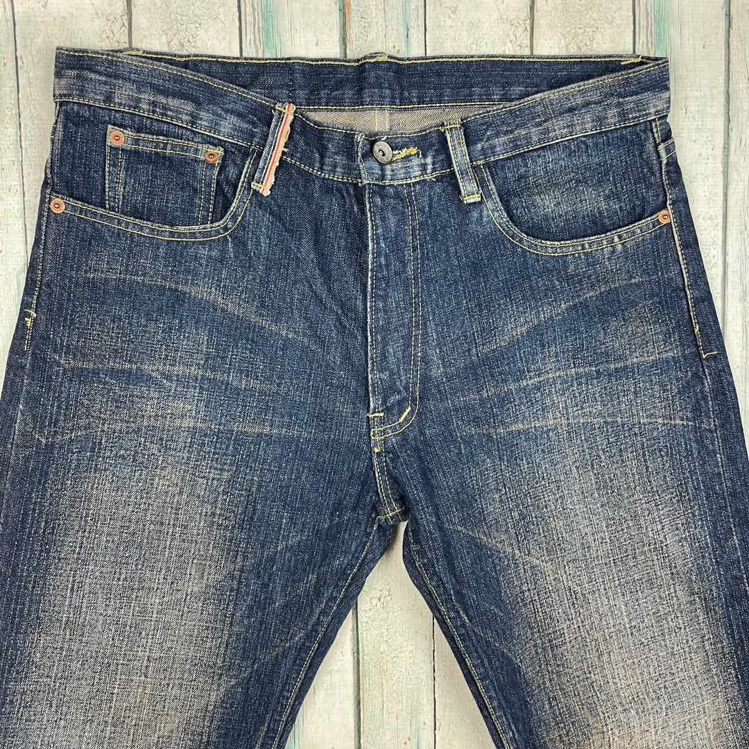 Series Jeans Mens Selvedge Straight leg Crop Denim Jeans - Size 34 - Jean Pool