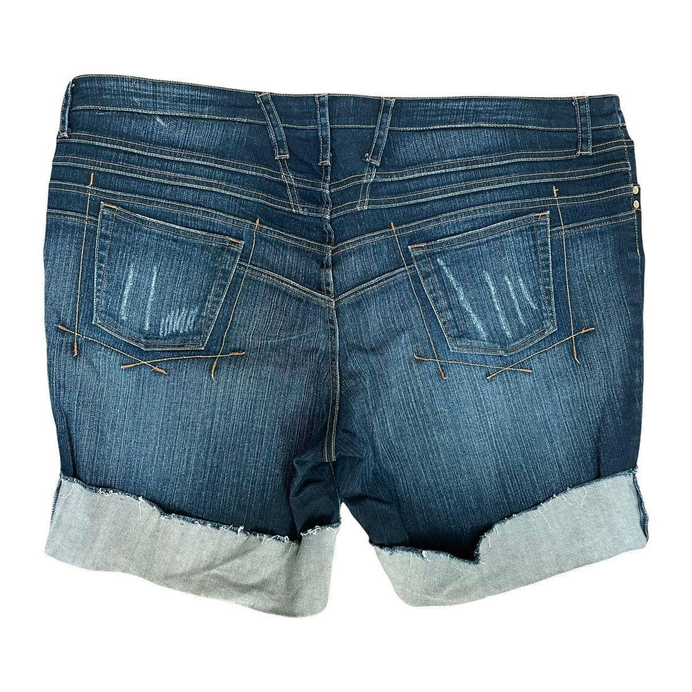 NEW- Baby Phat Cuffed Distressed Denim Shorts- Size 24 - Jean Pool