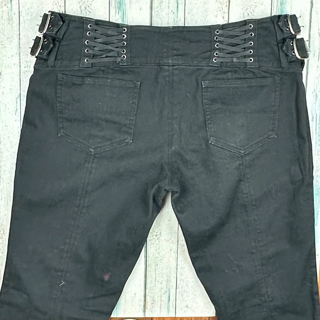 Sass & Bide Corset Waist Side Buckle Black Jeans -Size 32 - Jean Pool