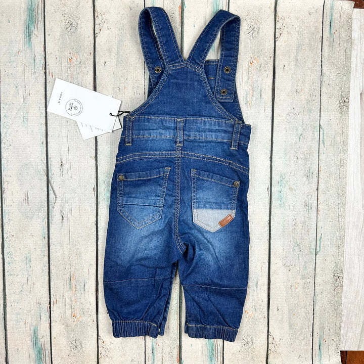 NWT - Name It Classic Bib & Brace Denim Overalls - Size 2-4M - Jean Pool