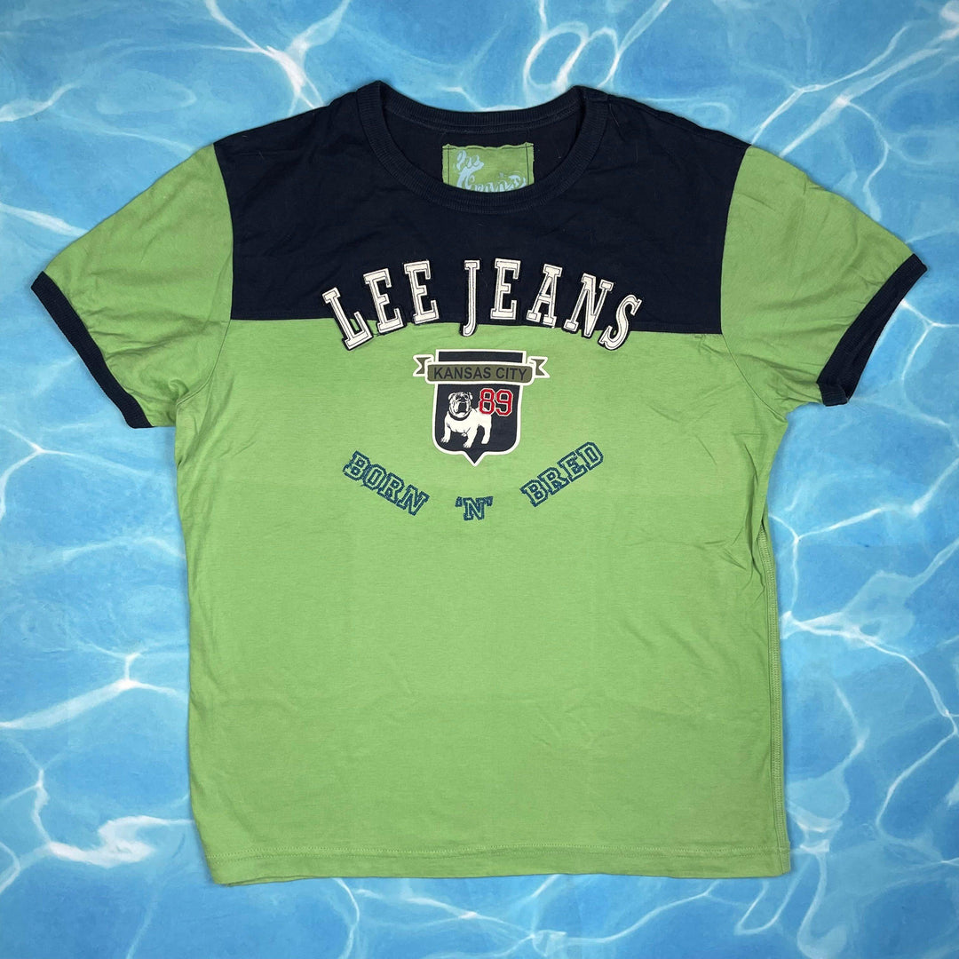 Lee Jeans Green Crew Neck Logo T Shirt - Size M - Jean Pool