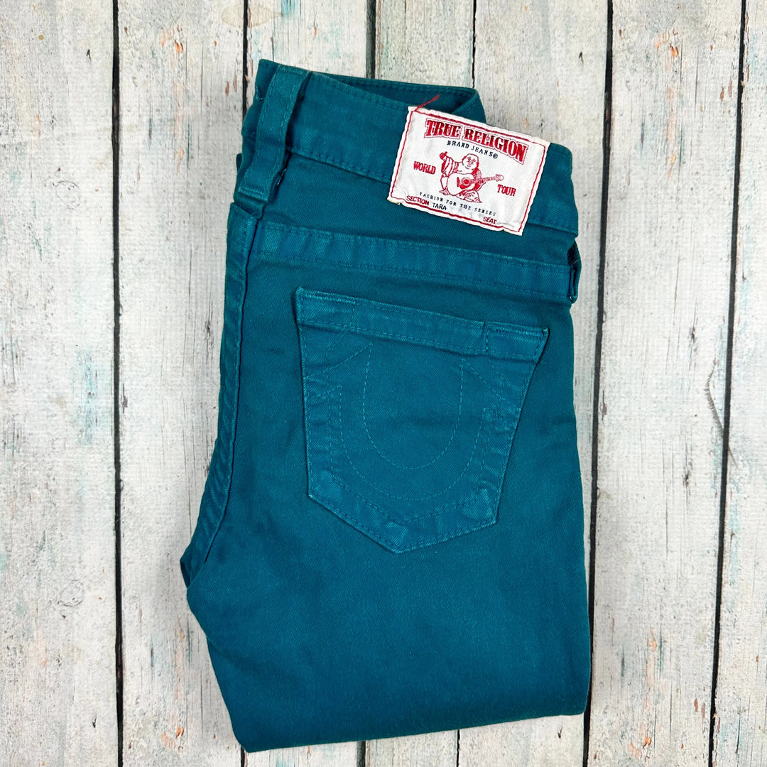 True Religion 'Tara' Green Skinny Ankle ZIp Jeans- Size 23 - Jean Pool