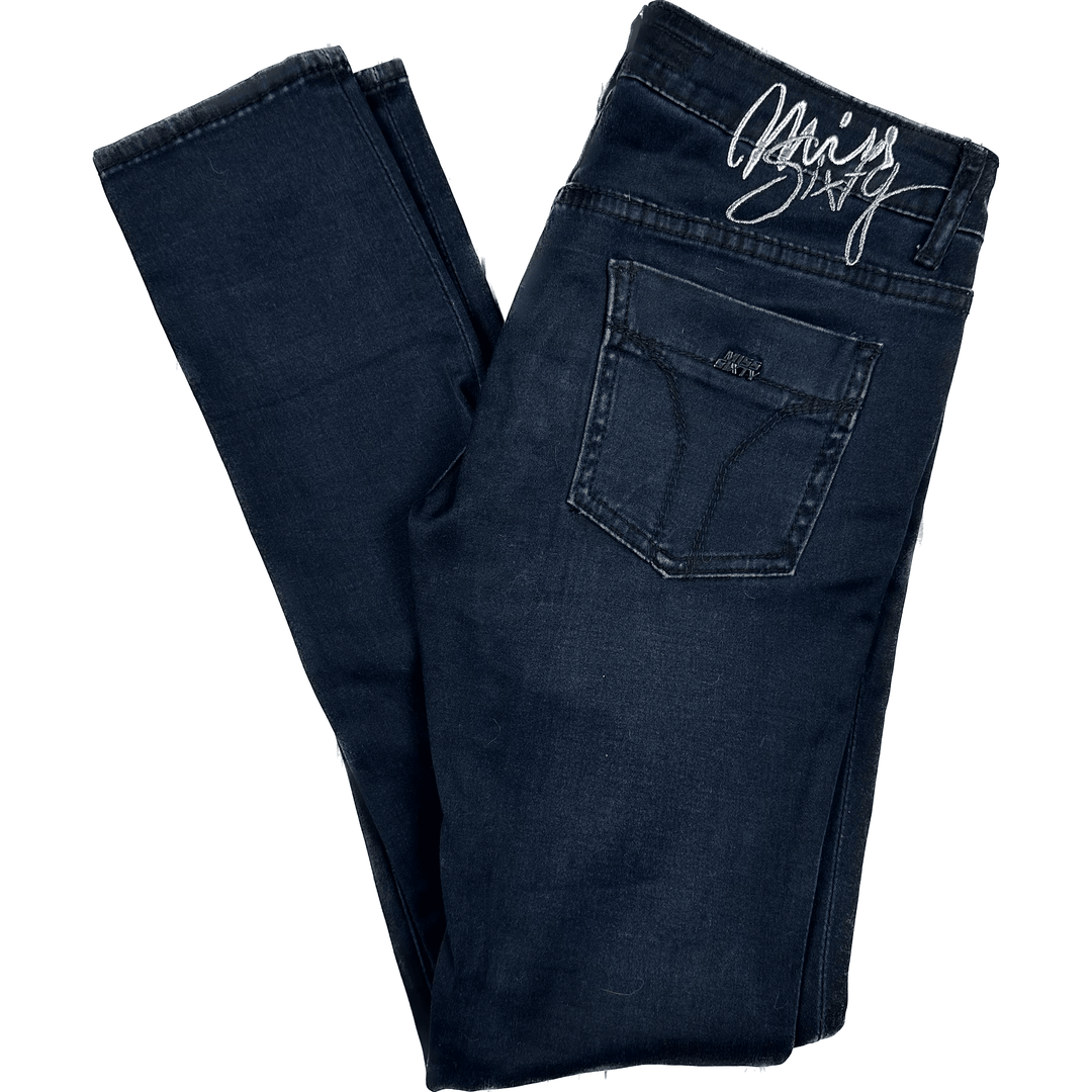 Miss Sixty Black Stretch Low Rise Skinny Logo Jeans -Size 26 - Jean Pool