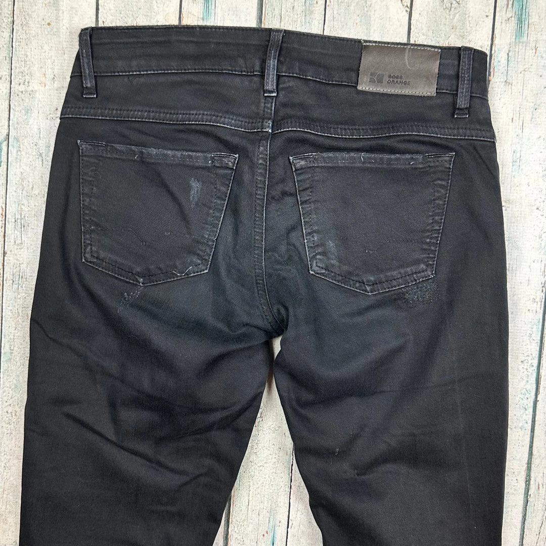 Hugo Boss Orange Women's Slim Fit Distressed Black Jeans Size 26