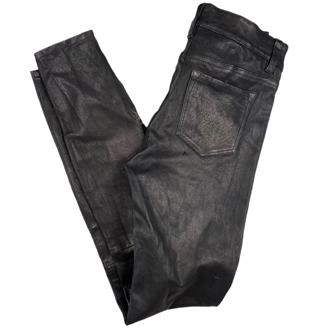 J Brand Black Lamb Leather mid Rise Ankle Zip Jeans- Size 26 or 8AU - Jean Pool