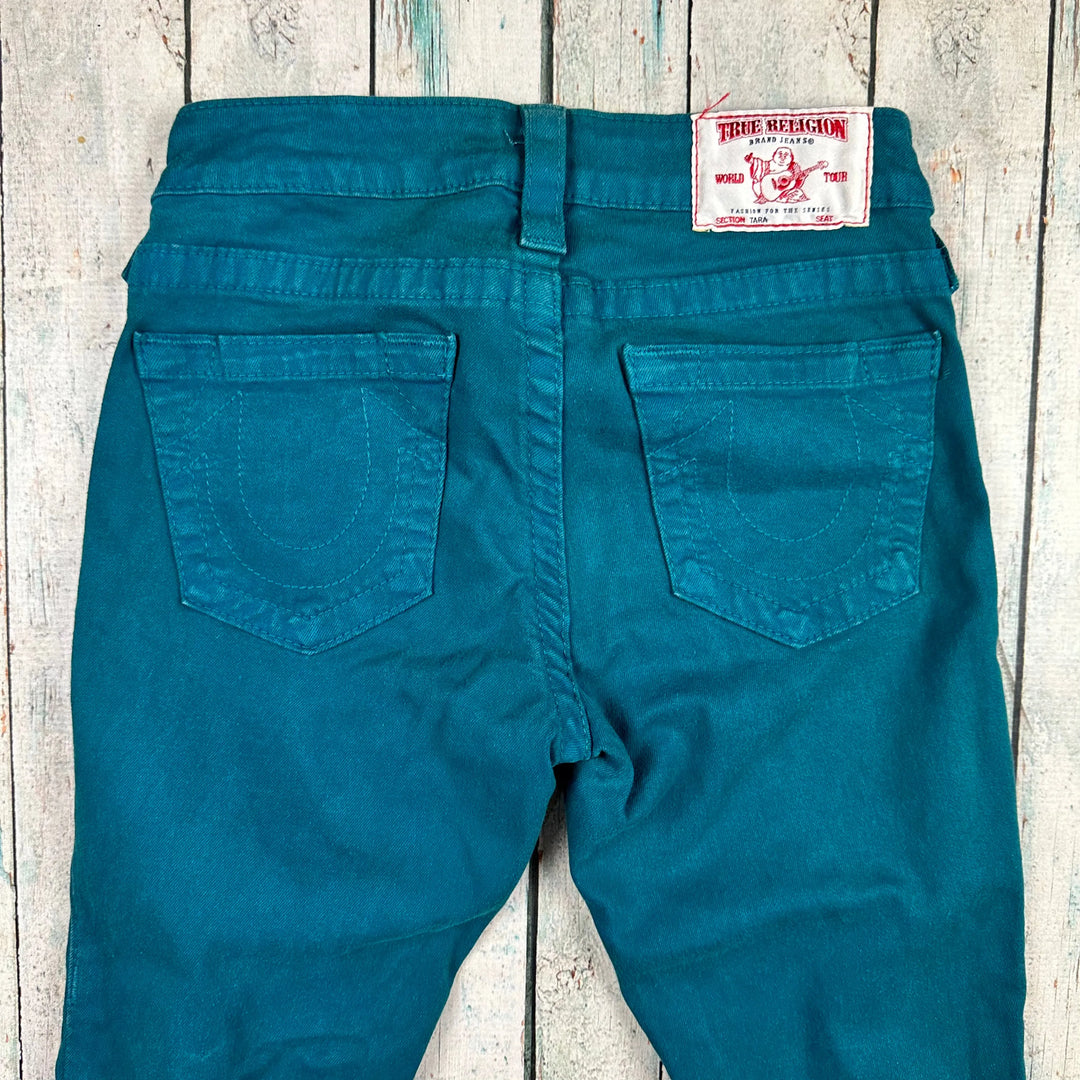 True Religion 'Tara' Green Skinny Ankle ZIp Jeans- Size 23 - Jean Pool