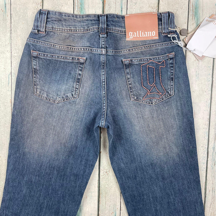 NWT - Galliano Slim Straight Logo Pocket Stretch Jeans -Size 26 - Jean Pool
