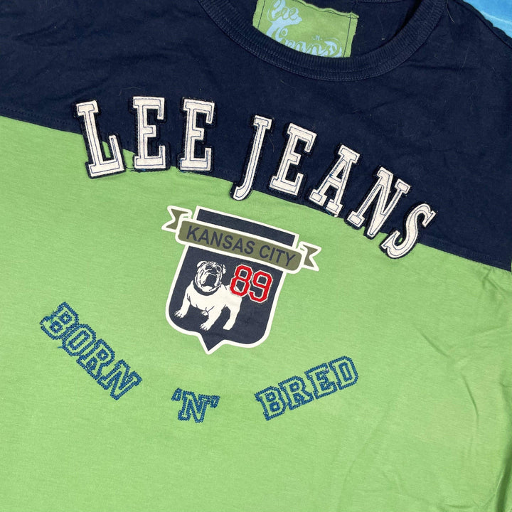 Lee Jeans Green Crew Neck Logo T Shirt - Size M - Jean Pool