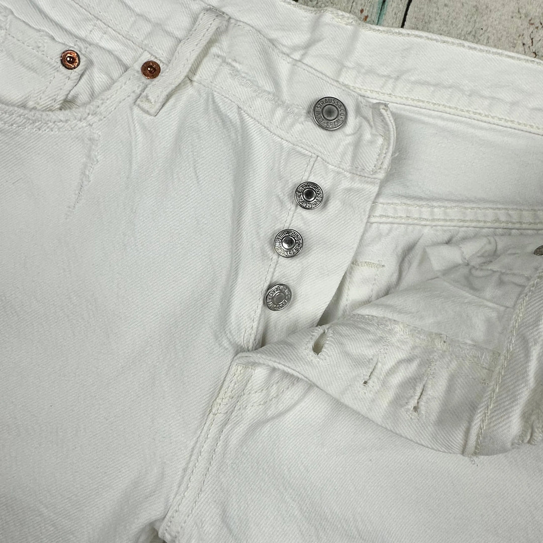 Levis Classic '501 CT' Ladies White Customized & Tapered - Size 27 - Jean Pool