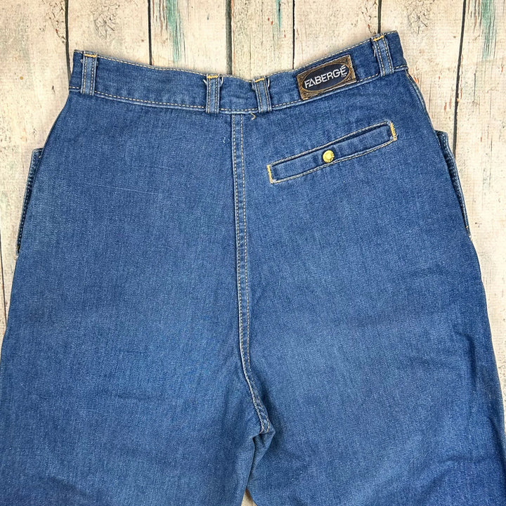 Fabergé 80's High Waisted Ladies Pant Cut Stud Pocket Jeans - Suit Size 8/9 - Jean Pool