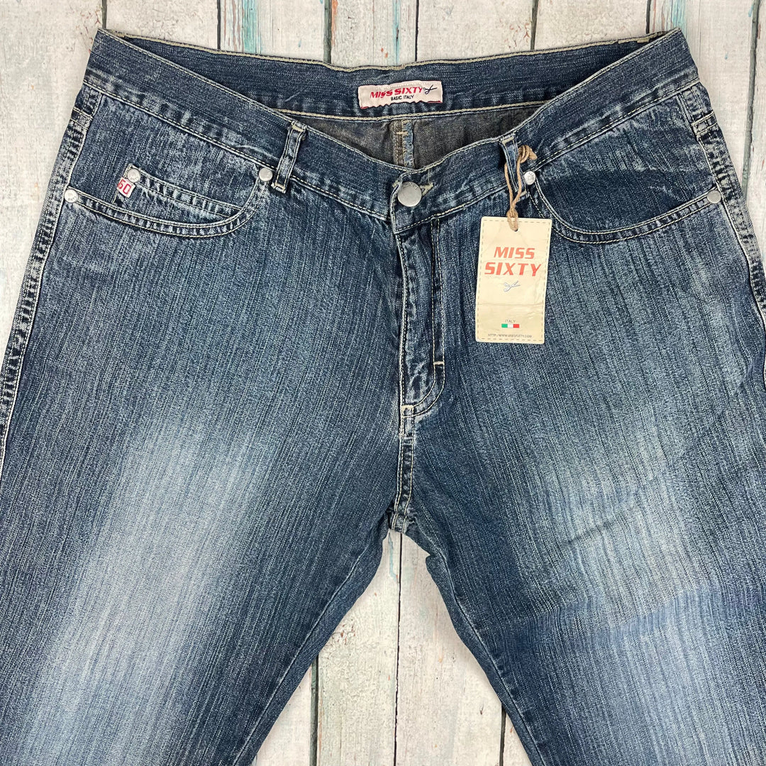 NWT- Miss Sixty 70's Style Flares Low Rise Jeans RRP $345-Size 33L - Jean Pool