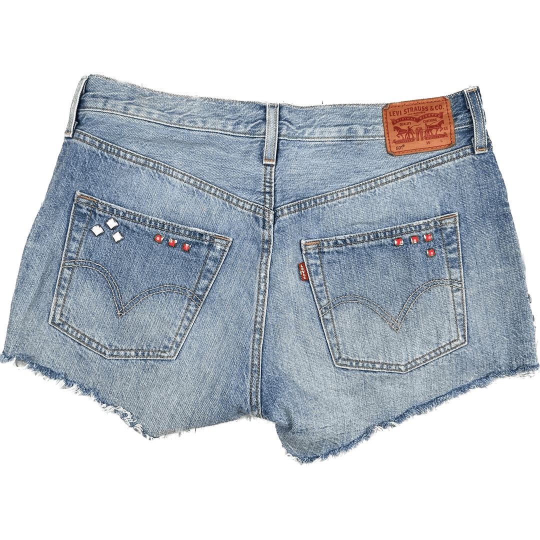 Levis 501 Ladies Studded/Embroidered Denim Shorts - Size 30 - Jean Pool