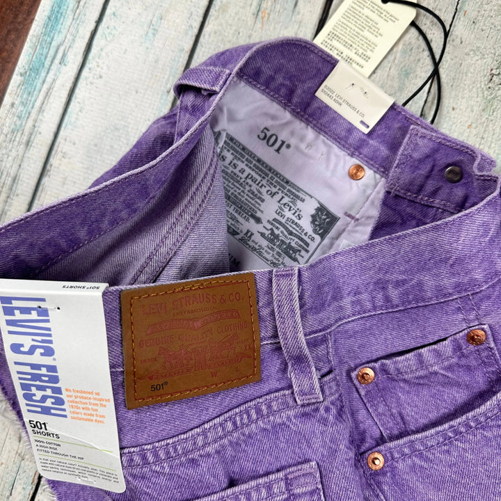 NWT - Levis Fresh 501 Purple wash Denim Shorts - Size 26 - Jean Pool