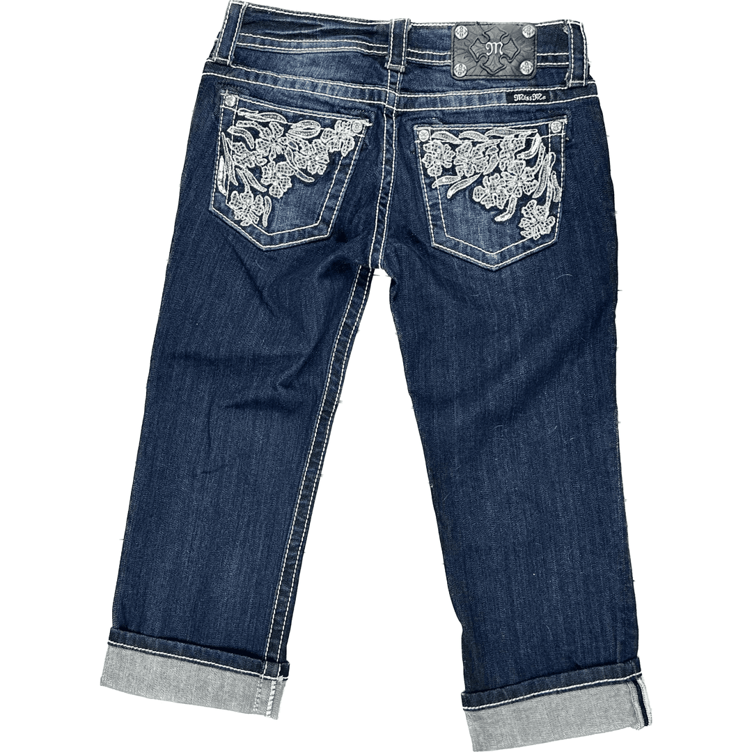 NEW- Miss Me Jewelled Pocket Cuffed Capri Jeans- Size 26 – Jean Pool