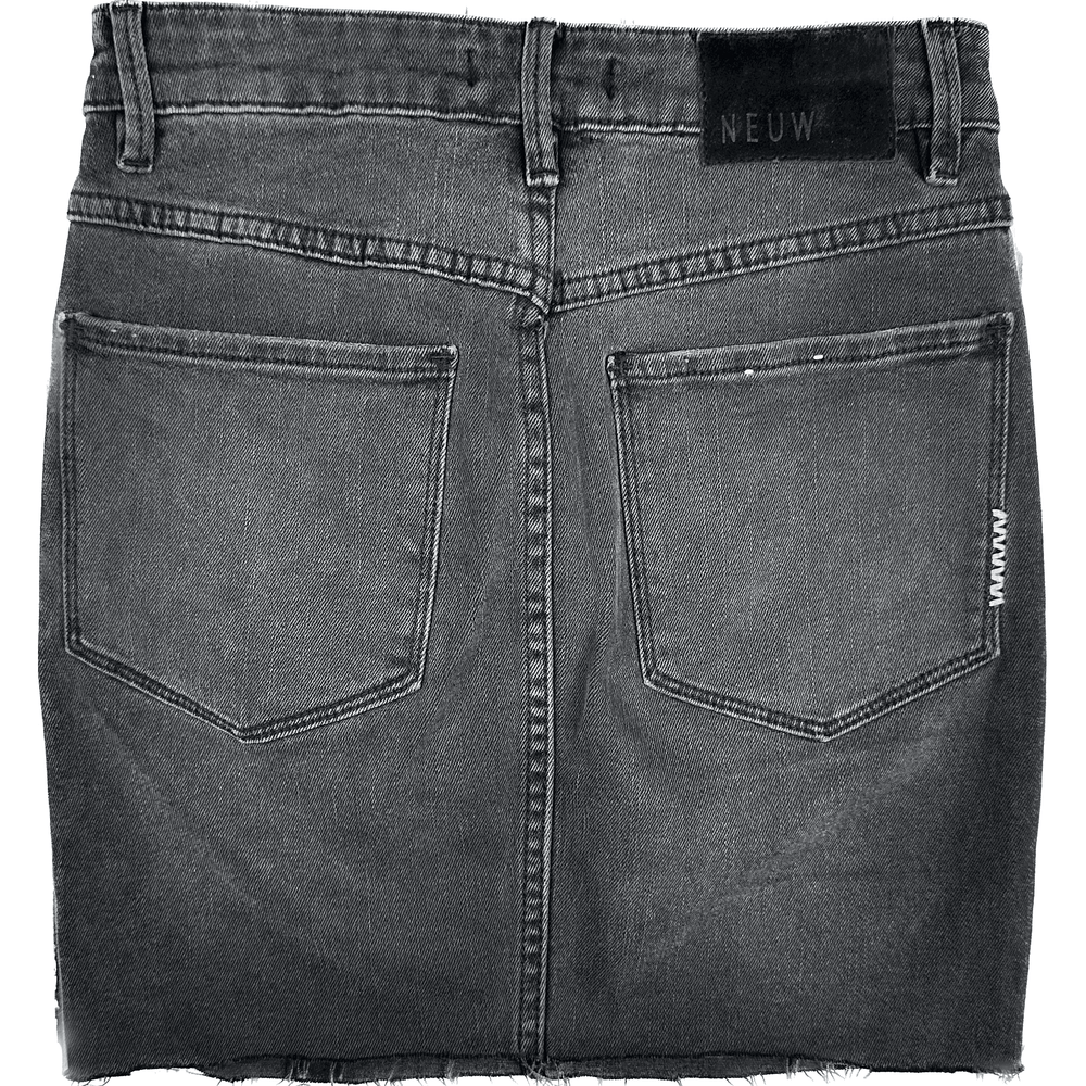 NEUW Ladies Black Aged Look Denim Skirt - Size 25" or 7AU - Jean Pool