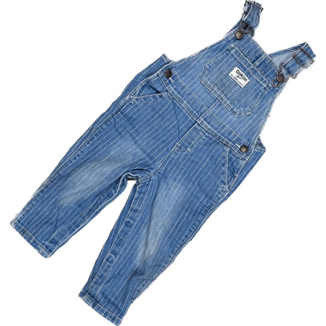 Osh Kosh Classic Bib & Brace Vestbak Pinstripe Denim Overalls - Size 12M - Jean Pool