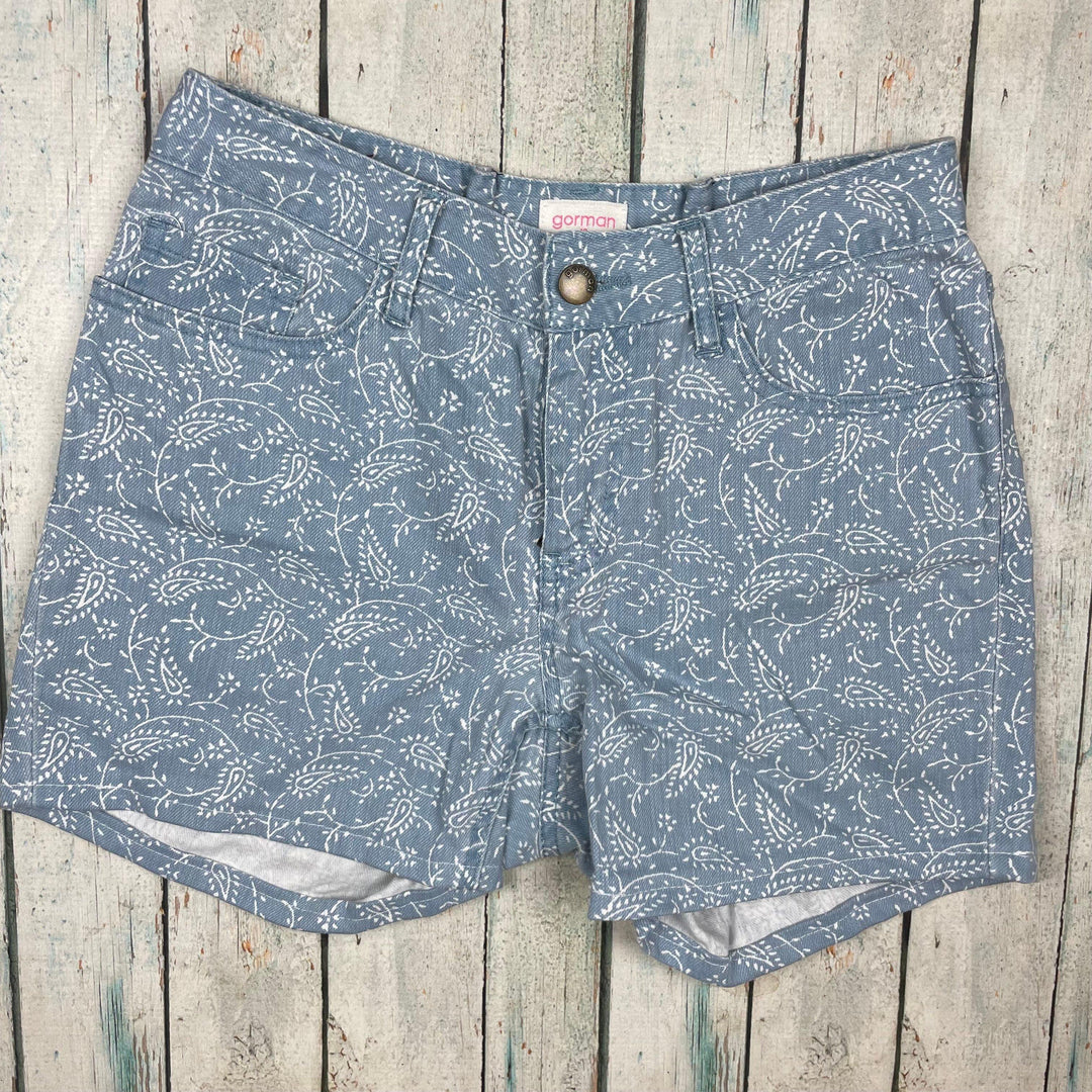 Gorman Paisley Print Denim Shorts - Size 9/10 - Jean Pool