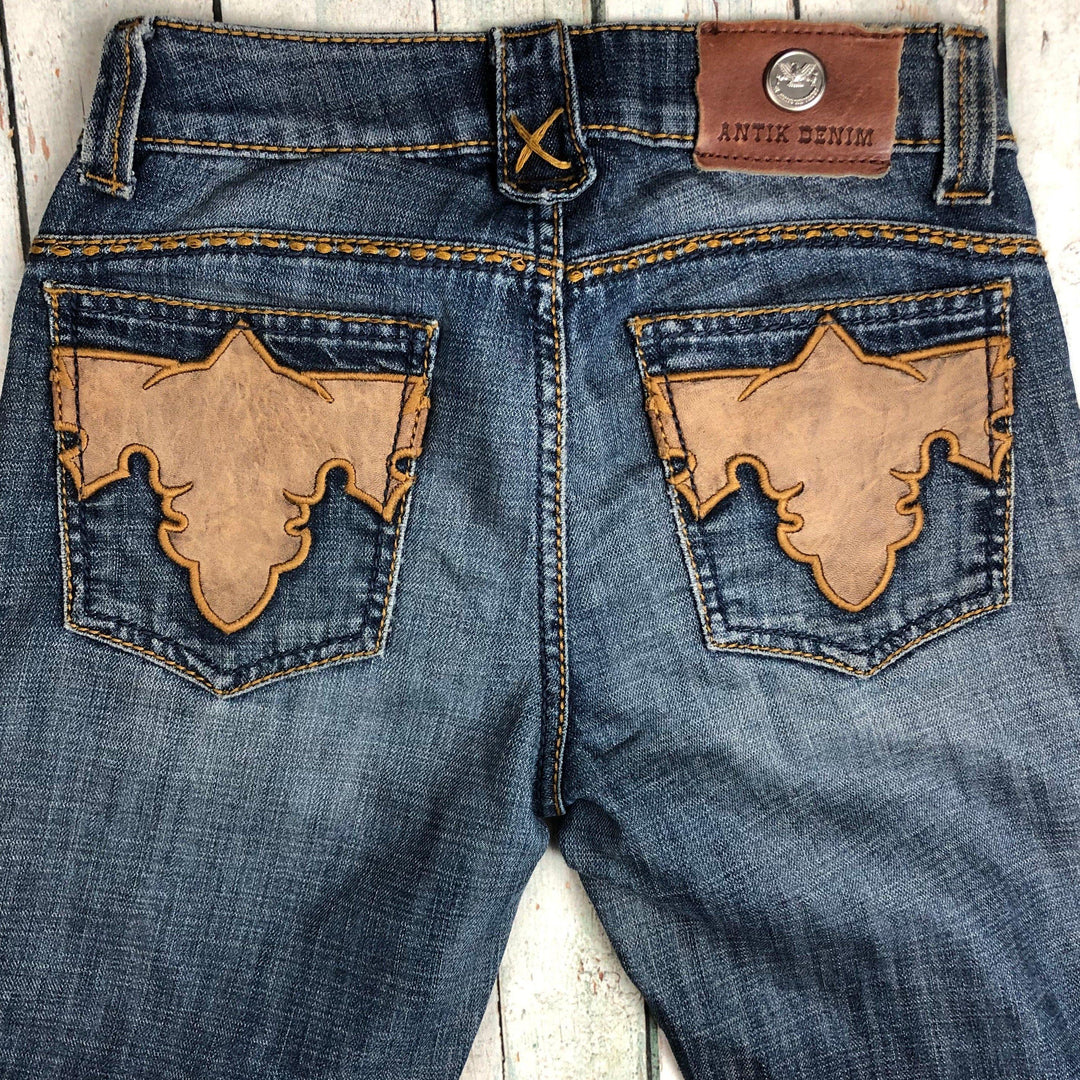 Antik Denim USA Leather Applique Flap Pocket Jeans- Size 24 Short-Jean Pool