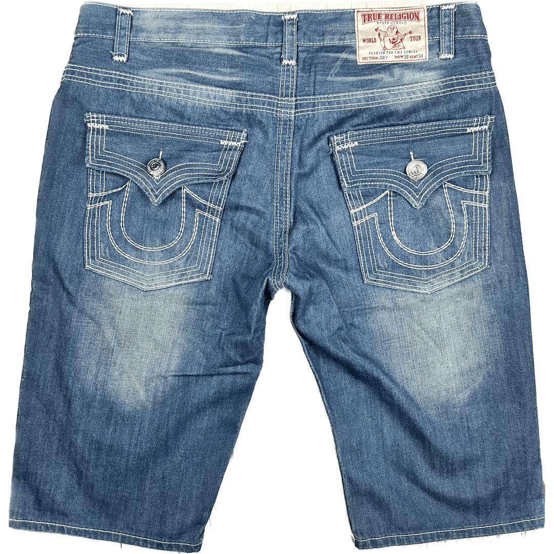 True Religion Mens 'Joey' Flap Pocket Shorts - Size 38 - Jean Pool