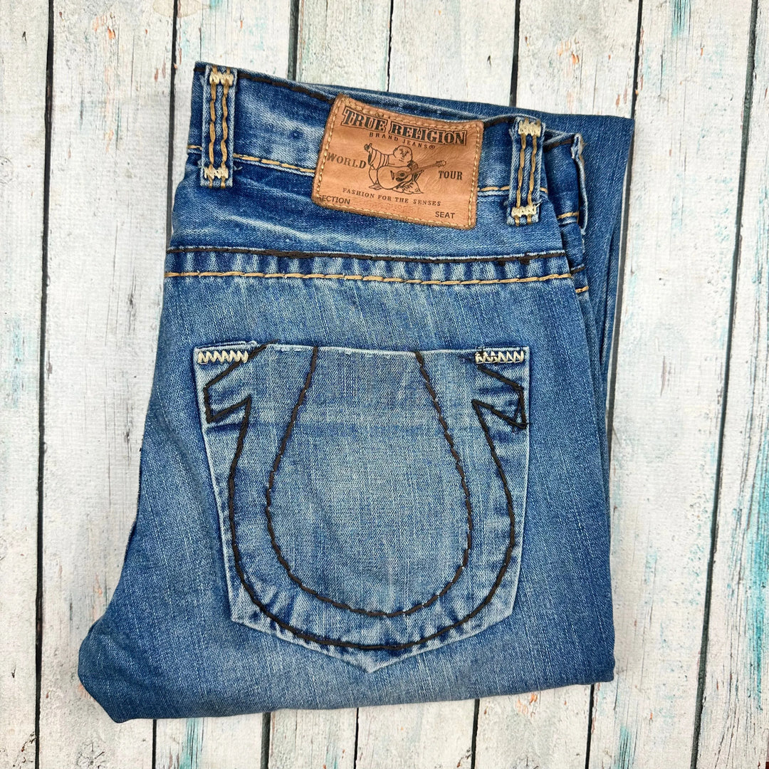 True Religion Mens 'Logan Super T' Chunky Stitch Jeans - Size 34 - Jean Pool