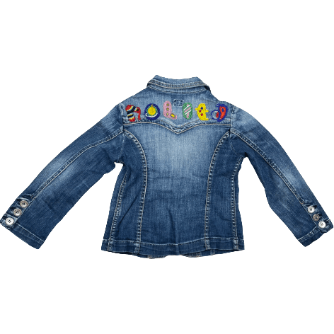 Nolita Pocket Denim Blazer Jacket with Beaded Logo Back - Size 6Y - Jean Pool