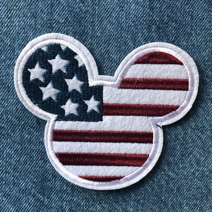 USA Flag Mickey- Embroidered Cloth Patch-Jean Pool