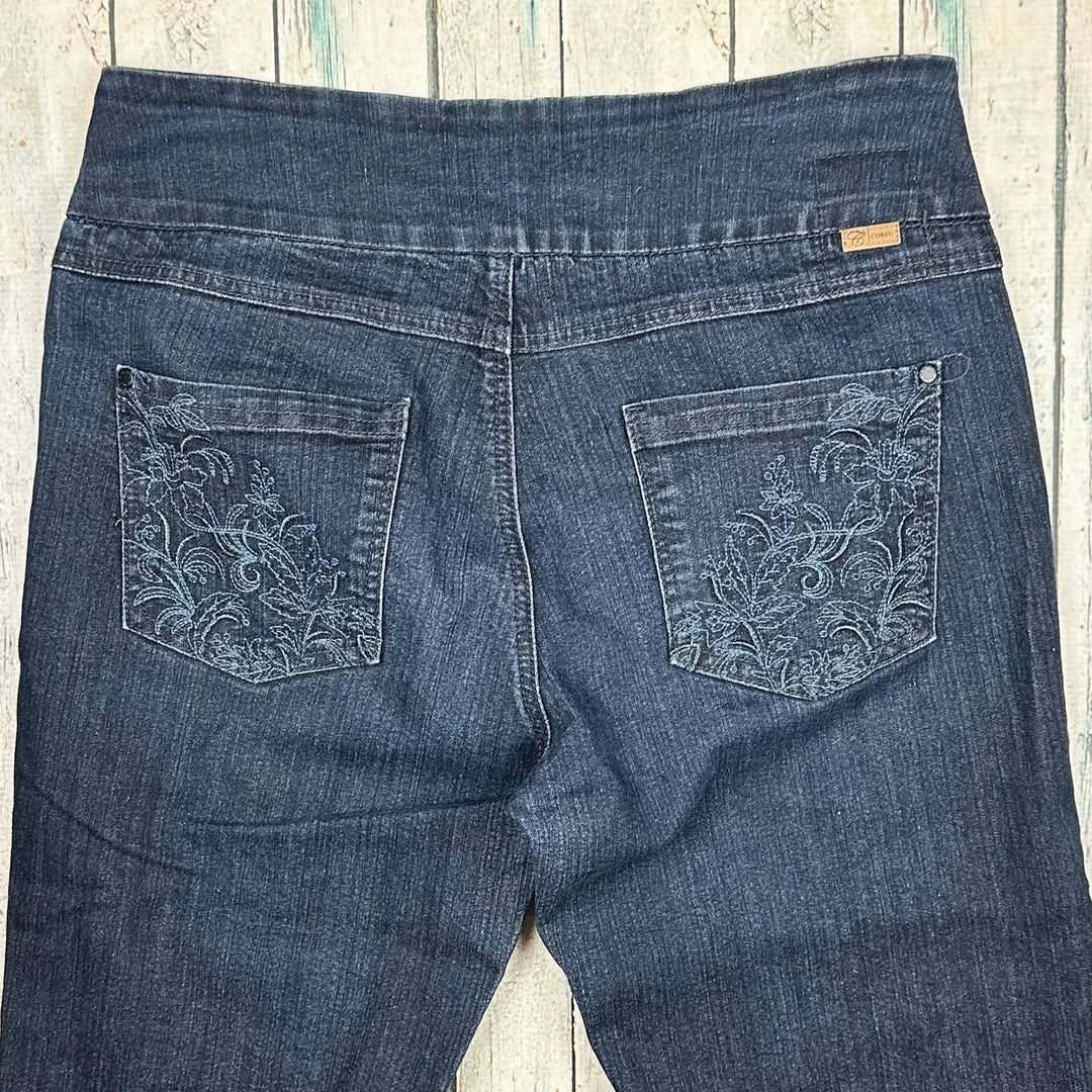 Corfu Ladies Blue Pull on waistband Stretch Jeans - Size 10 - Jean Pool
