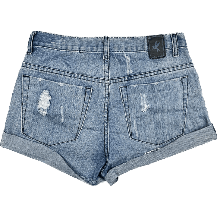 One Teaspoon 'Distressed Cuffed Denim Shorts - Size 10 - Jean Pool