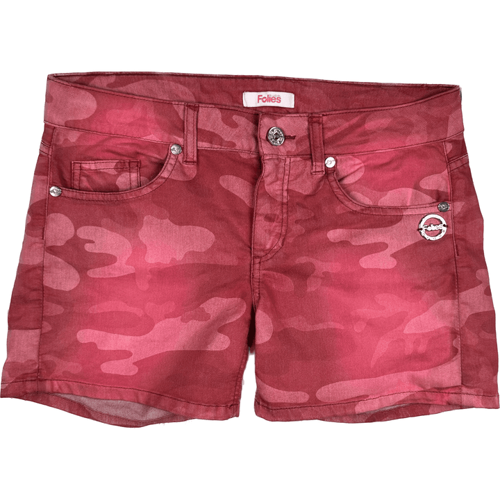 Blugirl Folies Red Camouflage Print Boy Shorts -Size 29 - Jean Pool