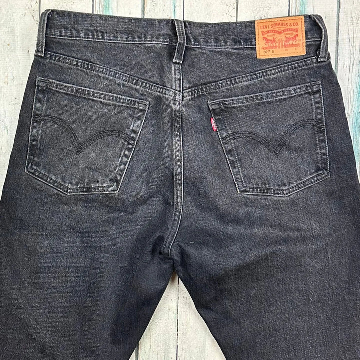 Levis Black Denim Busted Knee 501 Jeans -Size 30/30 - Jean Pool