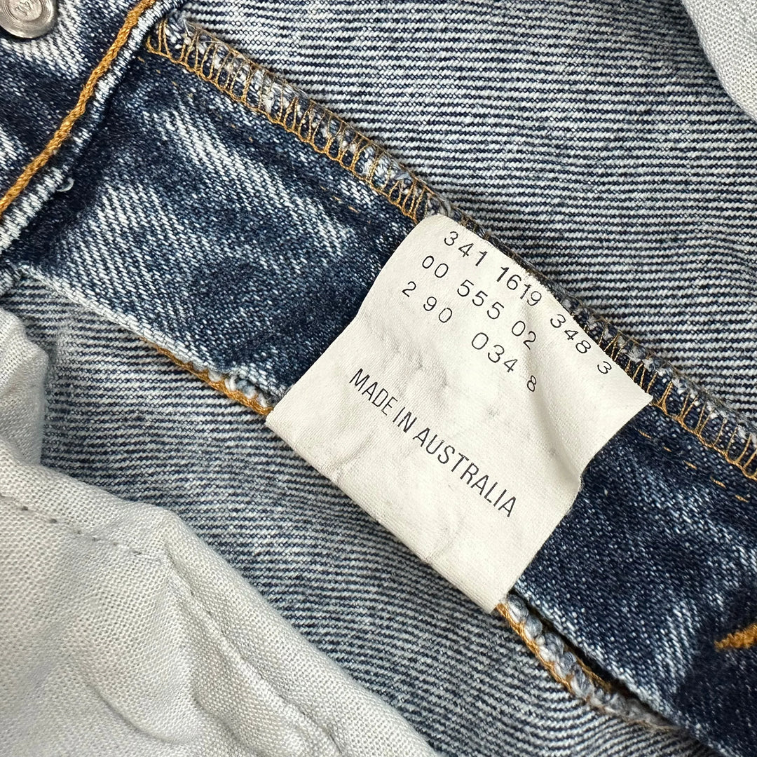 Vintage Levis 555 Australian Made 90's Snow Wash Denim Jeans - Size 28 - Jean Pool