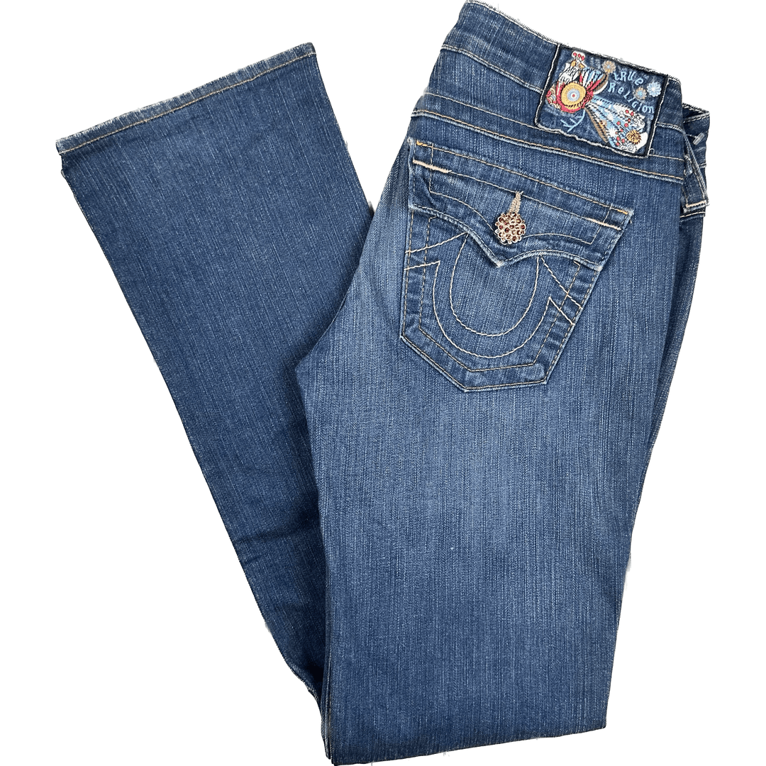 True Religion USA Made 'Billy' Low Rise Floral Label Jeans- Size 28 - Jean Pool