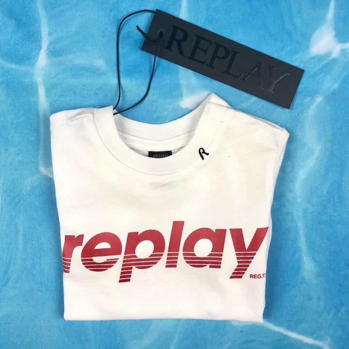 NEW - Replay Jeans White. Logo T Shirt - Size 6M - Jean Pool