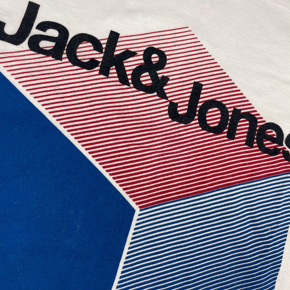 Jack & Jones Crew Neck White Logo T Shirt - Size M - Jean Pool