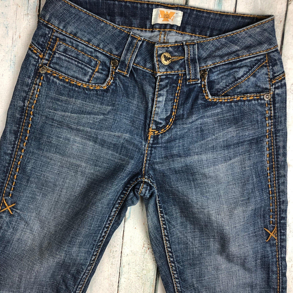 Antik Denim USA Leather Applique Flap Pocket Jeans- Size 24 Short-Jean Pool