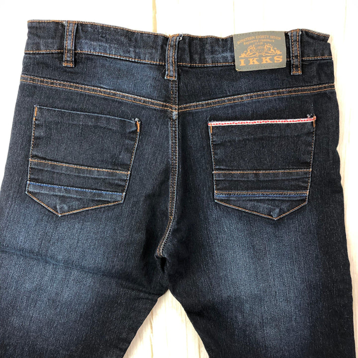 IKKS Classic Dark Wash Straight Leg Stretch Jeans- Size 12Y - Jean Pool