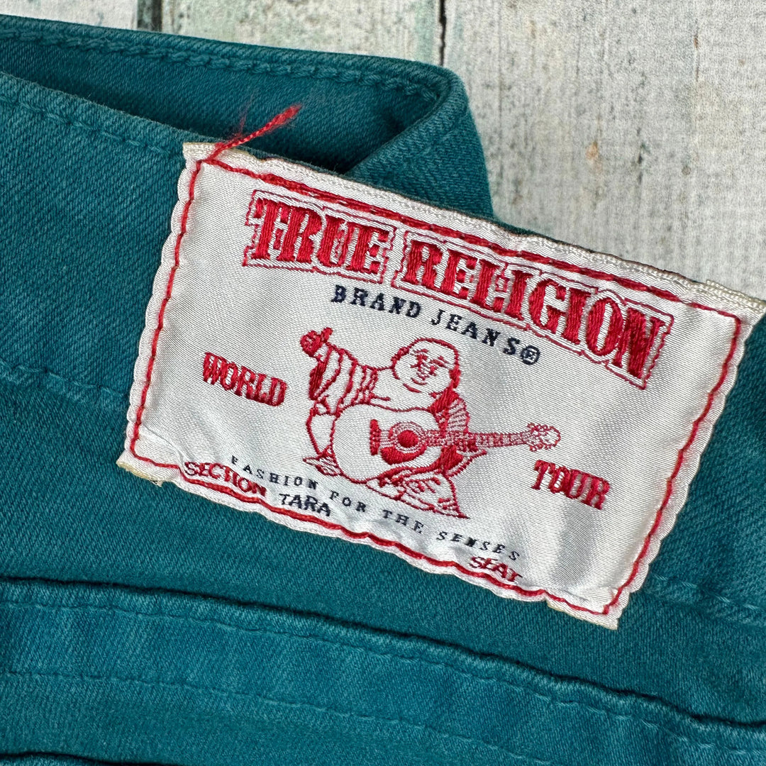 True Religion 'Tara' Green Skinny Ankle ZIp Jeans- Size 23 - Jean Pool