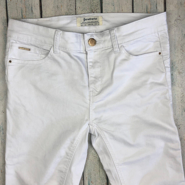 Stradivarius White Stretch Skinny Jeans -Size 8 - Jean Pool