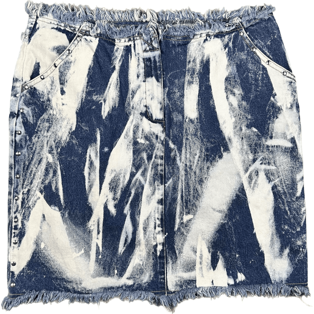 Fiorucci Dyed Denim Flat Waist Y2K Skirt - Size 14 - Jean Pool