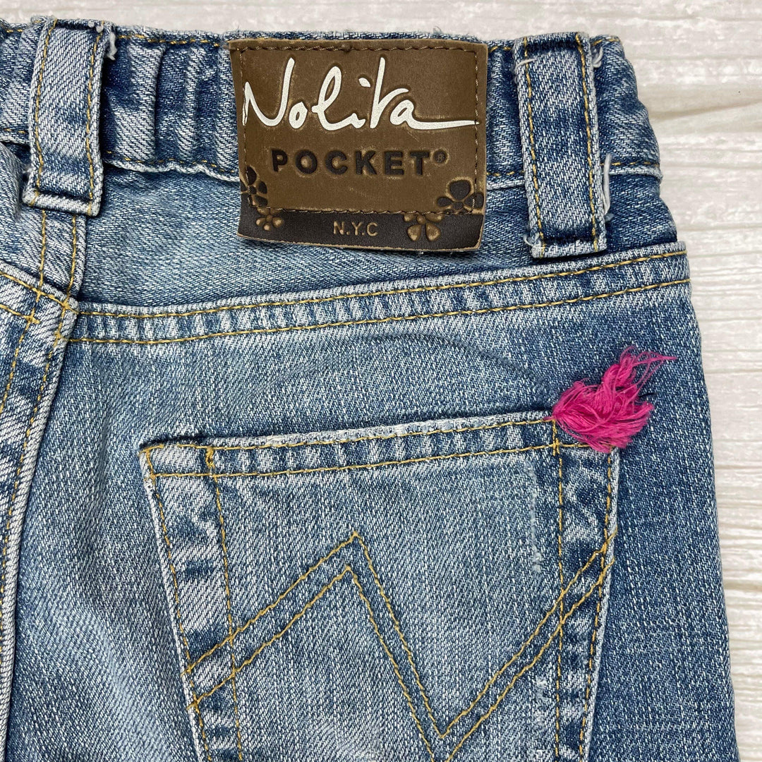 Nolita Pocket Girls Italian Denim Appliqué Bootleg Jeans - Size 6Y - Jean Pool