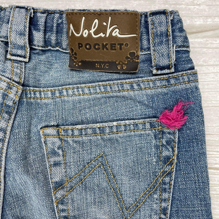 Nolita Pocket Girls Italian Denim Appliqué Bootleg Jeans - Size 6Y - Jean Pool