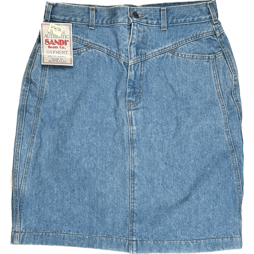 NWT- Iconic Australian Vintage 1980's Denim Skirt by Sandi Jeans Co.- Suit Size 12 - Jean Pool