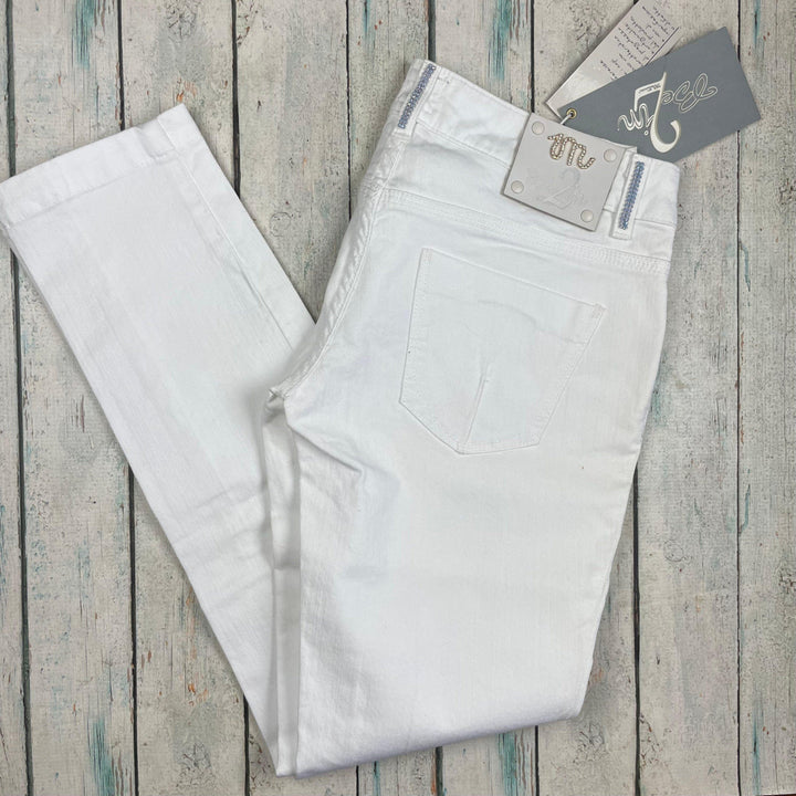 NWT -Be2in Italian Denim 'Blue Eyes' Low Rise White Stretch Jeans- Size 28 - Jean Pool