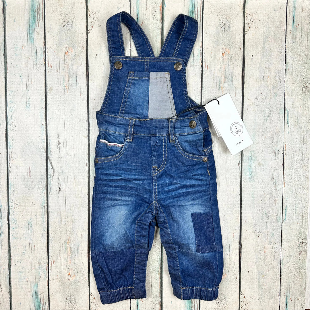 NWT - Name It Classic Bib & Brace Denim Overalls - Size 2-4M - Jean Pool