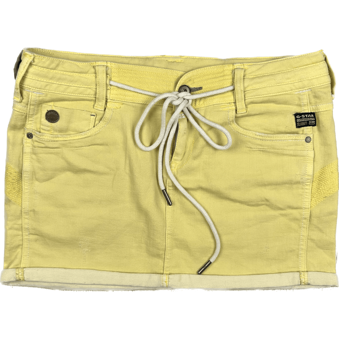 G Star Raw 'Cruz' Citron Hipster Denim Mini Skirt - Size 26 - Jean Pool