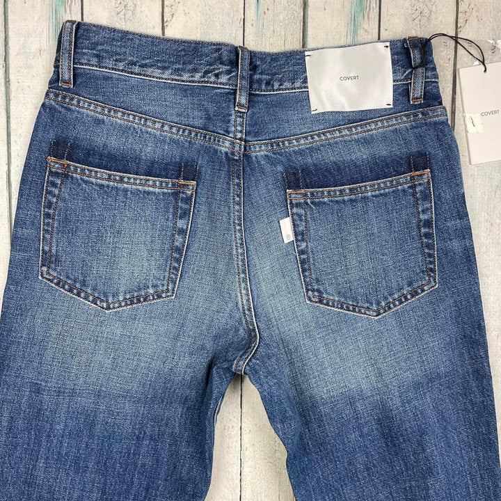 NWT -Covert Made in Italy Patched Jeans RRP $325.00 -Size 27 - Jean Pool