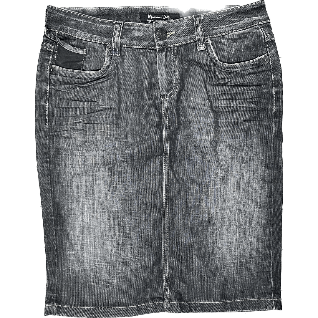 Massimo Dutti Distressed Denim Jean Skirt - Size 10 - Jean Pool