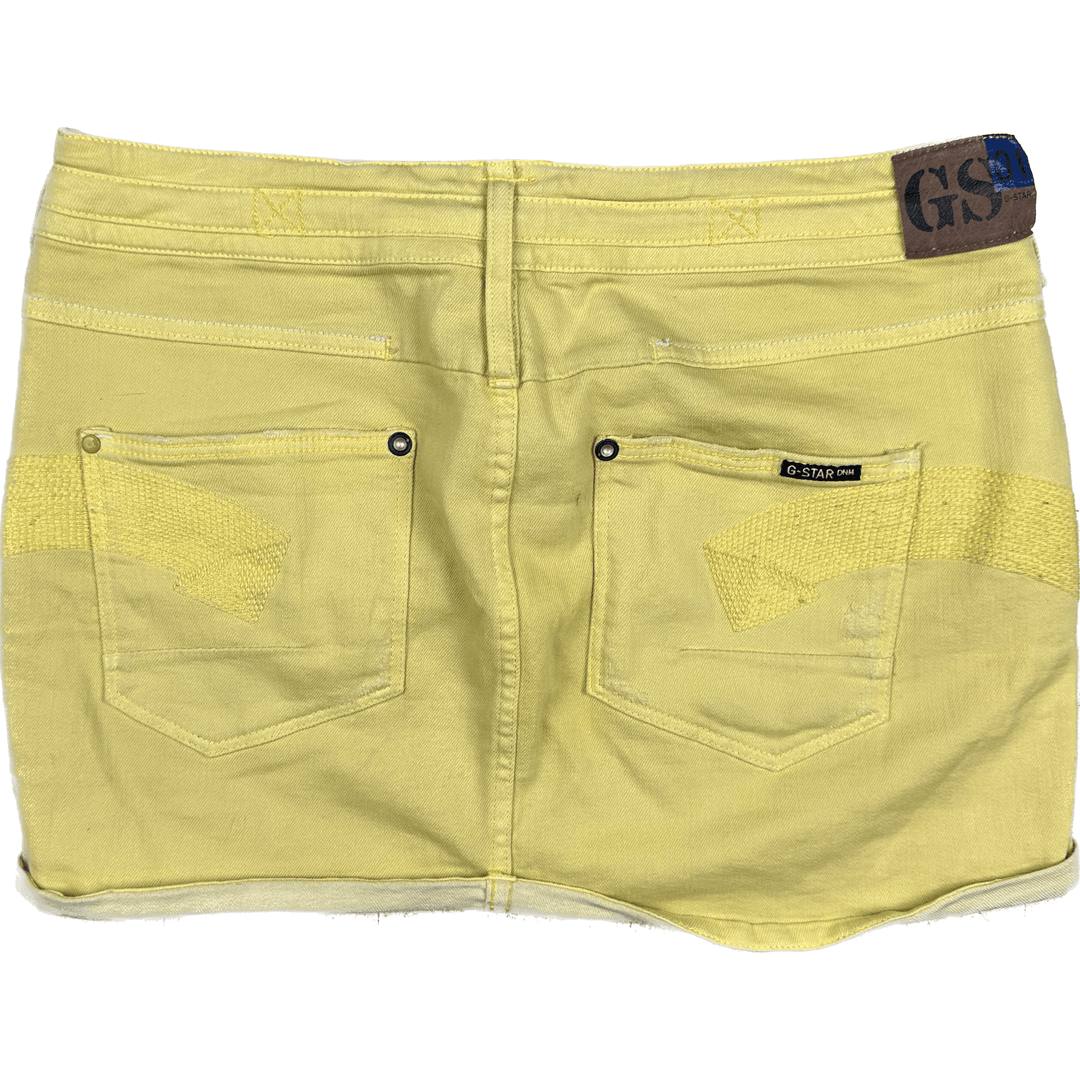 G Star Raw 'Cruz' Citron Hipster Denim Mini Skirt - Size 26 - Jean Pool